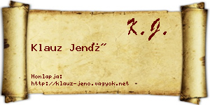 Klauz Jenő névjegykártya